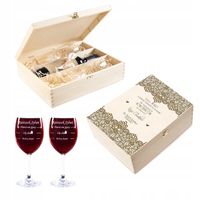 KIELISZKI + SKRZYNKA Z GRAWEREM ŚLUB PREZENT MEGA