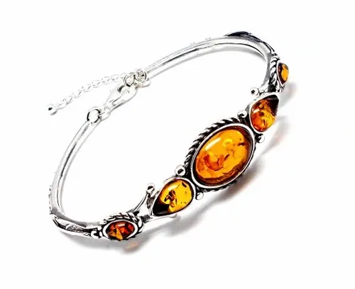 BRANSOLETKA SREBRNA Z BURSZTYNEM na Arena.pl