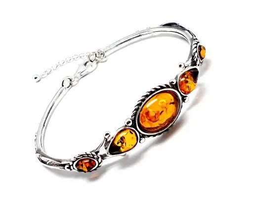 BRANSOLETKA SREBRNA Z BURSZTYNEM zdjęcie 5