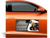 Magnes na samochód reklama magnetyczna 60x30 cm USŁUGI KOPARKO ŁADOWARKĄ