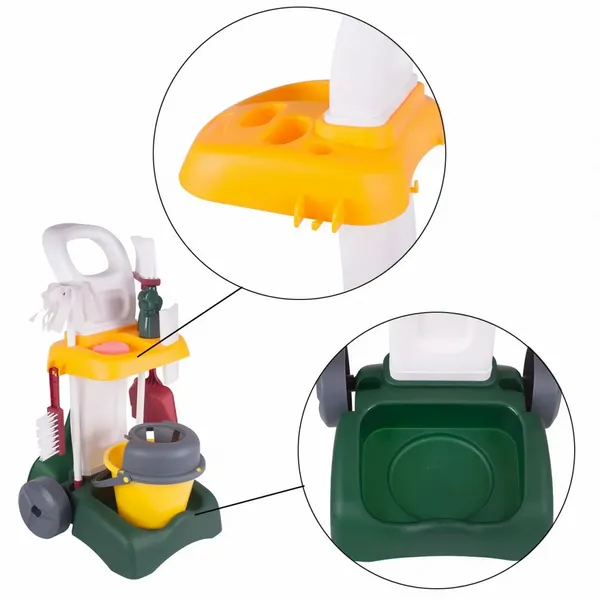 Zestaw Do Sprzątania Dla Dzieci Z Mopem Zmiotką i Akcesoriami na Wózku zdjęcie 6
