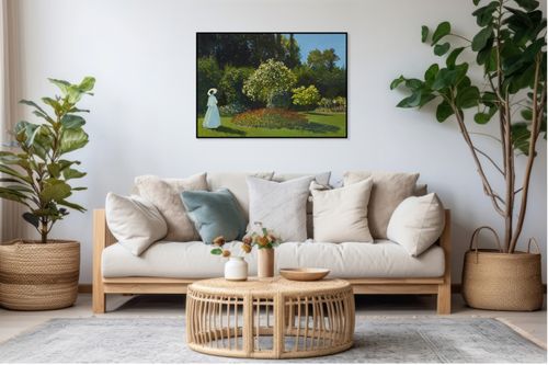 Plakat 18x13cm Lady in the Garden, Monet Vintage do Salonu na Arena.pl