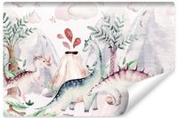Fototapeta Dla Dzieci DINOZAURY Wulkany Chmury Styl Boho 300cm x 210cm