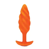 b-vibe texture plug swirl orange - wibrujący model z falistą powierzchnią