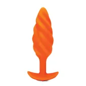 b-vibe texture plug swirl orange - wibrujący model z falistą powierzchnią