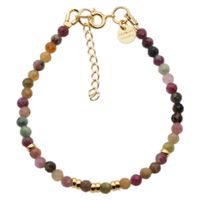 Bransoletka - cięty Turmalin kolorowy i srebro złocone