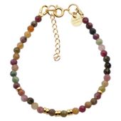 Bransoletka - cięty Turmalin kolorowy i srebro złocone