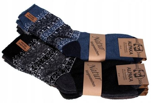 6 par SKARPETY SKARPETKI MĘSKIE CIEPŁE GRUBE WEŁNIANE TERMO ZIMOWE 43-46 na Arena.pl