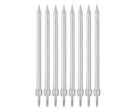 ŚWIECZKI URODZINOWE SREBRNE 10CM 8 SZTUK GODAN