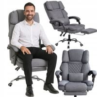 Fotel Obrotowy Biurowy Krzesło Biurowe SLIM Podnóżek SZARE MASAŻER