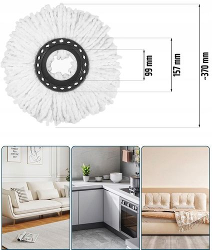 10x WKŁAD DO MOPA OBROTOWEGO CHŁONNA MIKROFIBRA OKRĄGŁY ZAPAS KOŃCÓWKA na Arena.pl