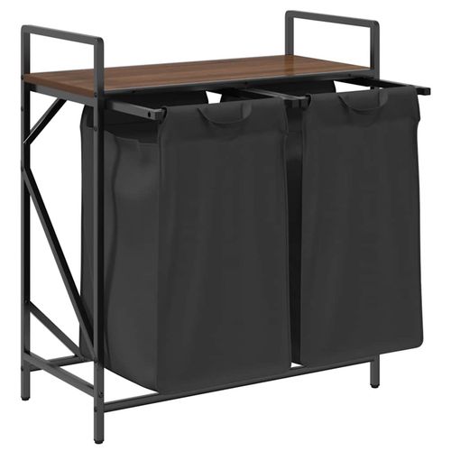 Kosz na pranie 2 przegrody z półką, brązowy dąb na Arena.pl