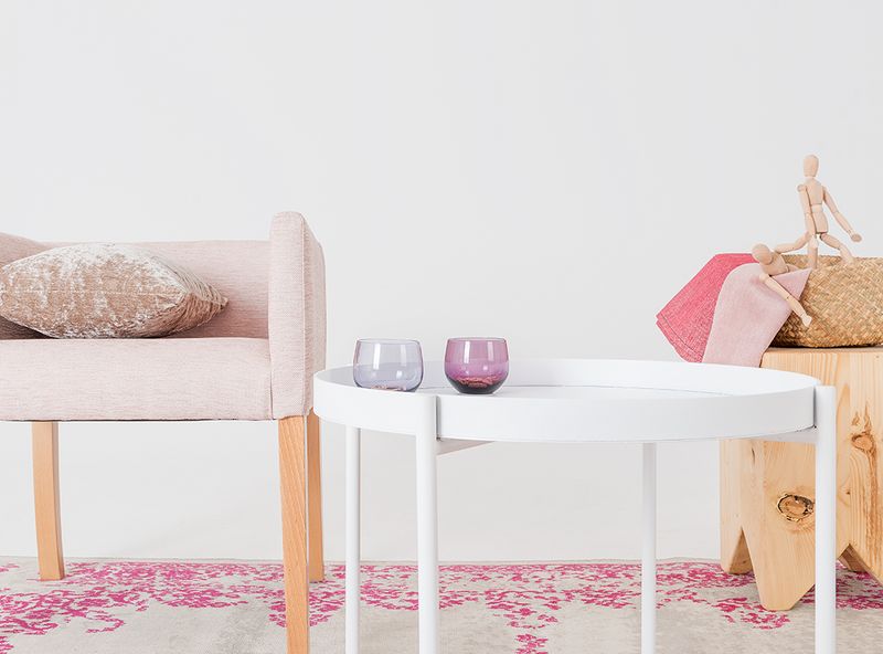 Stolik kawowy HANNA METAL 60-1F - biały, stolik nocny, stolik boczny zdjęcie 4