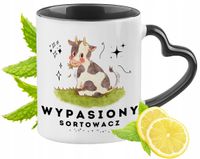 Kubek Czarny Z Uszkiem W Kształcie Serca Dla Sortowacza Na Prezent