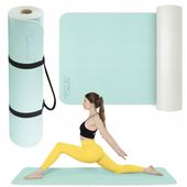 GRUBA MATA DO ĆWICZEŃ FITNESS PILATES ANTYPOŚLIZGOWA Z UCHWYTEM TPE 1CM