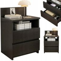 SZAFKA NOCNA STOLIK 40CM SYPIALNIA KOMODA 2 SZUFLADY CZARNA LOFT NOWOCZESNA