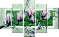 70 100CM OBRAZ 5 ELEM SŁODYCZ MAGNOLII ZIELENI DRUK PŁÓTNO