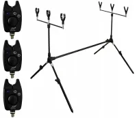 STANOWISKO WĘDKARSKIE KARPIOWE GRUNTOWE ROD TRI POD + 3x SYGNALIZATOR BRAŃ