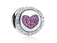 Rodowany srebrny charms do pandora serce serduszko heart rubinowe cyrkonie srebro 925 GS015