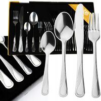 KOMPLET SZTUĆCÓW ZESTAW SZTUĆCE SREBRNE POŁYSK PREMIUM 24el 6os + PUDEŁKO