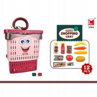 2X WÓZEK ZAKUPOWY koszyk sklepowy + produkty spożywcze ZABAWA W SKLEP