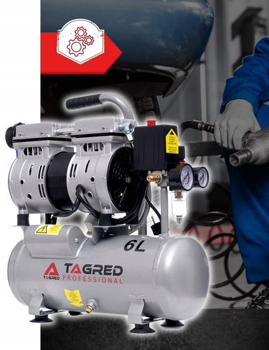 SPRĘŻARKA KOMPRESOR BEZOLEJOWY MOCNY WYDAJNY 6L 550W DWA TŁOKI R2 10 BAR na Arena.pl