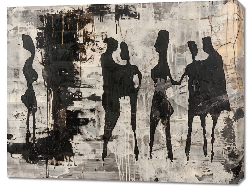 Obraz 90x70cm Szarzy Ludzie zdjęcie 1