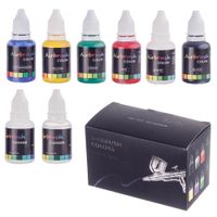 FARBY Farbki Akrylowe do Aerografu 6x 20ml + Rozcieńczalnik i Płyn do Mycia