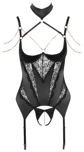 abierta fina koszulka do pończoch xl z koronką i łańcuszkami 85c na Arena.pl