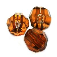 KRYSZTAŁKI PLASTIK OKRĄGŁE CIEMNY BEŻ 10MM 20SZT