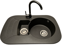 copy of Zlewozmywak 1,5 komorowy z ociekaczem VIGEN  grafit z lewym ociekaczem + bateria NOON