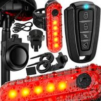 ALARM ROWEROWY HULAJNOGI Z PILOTEM ZABEZPIECZENIE + KLAKSON + LAMPKA