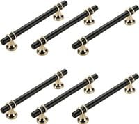 Zestaw 6 Uchwytów Meblowych do Szafek Czarne 128 mm Aluminium i Cynk