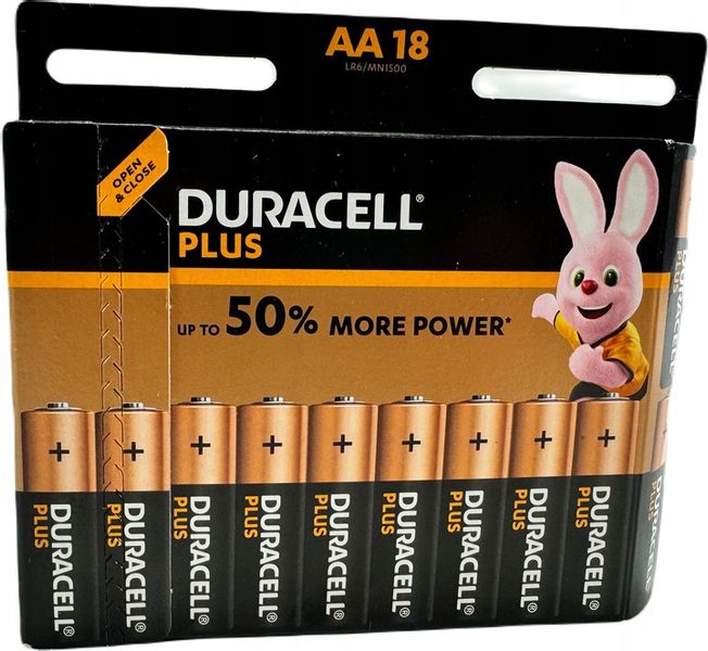 Bateria alkaliczna Duracell Plus AA LR6 MN1500 18 sztuk ORYGINAŁ zdjęcie 1