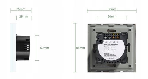 DOTYKOWY WŁĄCZNIK IMPUSLOWY 12-24V MONOSTABILNY WYŁĄCZNIK SZKLANY 1G na Arena.pl