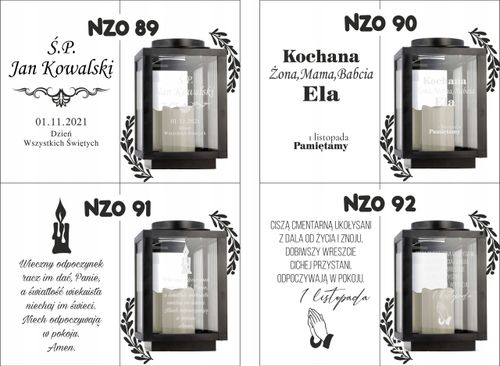 Znicz latarenka na grób z grawerem imię data dedykacja personalizowany wzór na Arena.pl