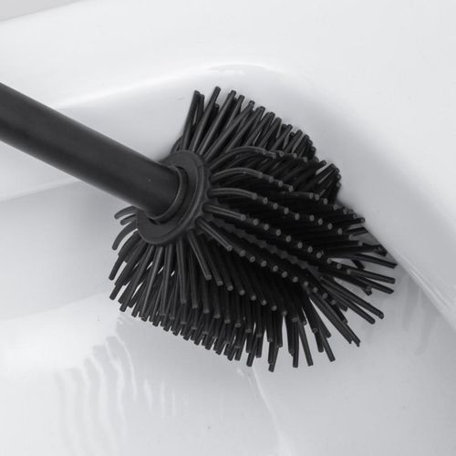 Szczotka silikonowa do wc czarna mat z metalowym pojemnikiem łazienkowa na Arena.pl