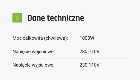 ZASILACZ KONWERTER TRANSFORMATOR 230V 110V 1000W na Arena.pl
