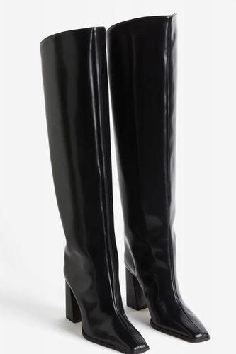 H&M KOZAKI DAMSKIE WYSOKIE ZA KOLANO KLOCEK MUSZKIETERKI CZARNE 39 Y_E na Arena.pl