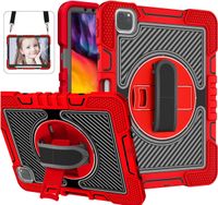 Etui do iPad Pro 11/Air 5/4 z Podstawką i Paskiem na Ramię Czerwony