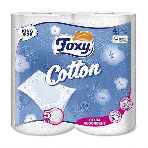 Papier toaletowy Foxy Cotton gruby 5 warstw ZESTAW 16 rolek na Arena.pl