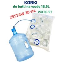 KORKI do butli na wodę 18,9L, ViO 3C-ST, ZESTAW - 20 szt, BEZBARWNY