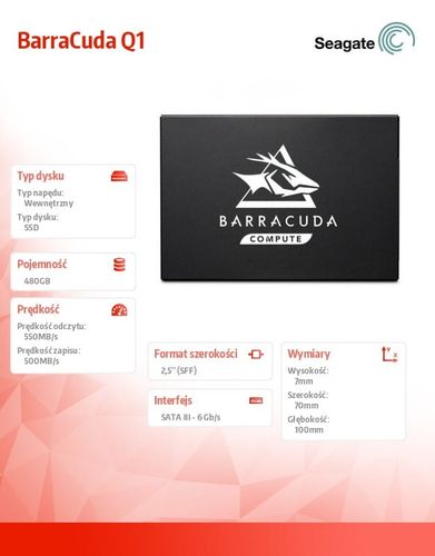 Seagate Dysk BarraCuda Q1 480 SATA 2,5 na Arena.pl