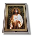 Obraz 3D Serce Jezusa Spokojne 28X19,5 Cm Drewno 18 Mm