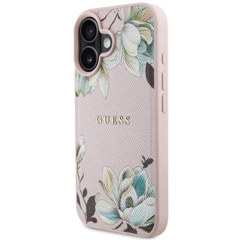 Guess Grained Printed Flower Pattern MagSafe - Etui do iPhone 16 (różowy) na Arena.pl