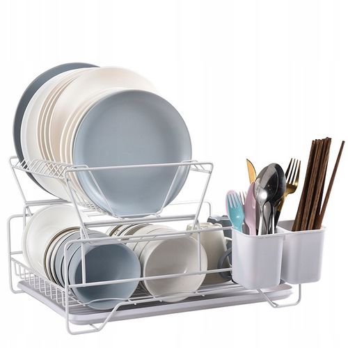 SUSZARKA DO NACZYŃ STOJĄCA BIAŁA DWUPOZIOMOWA OCIEKACZ Z TACKĄ W na Arena.pl