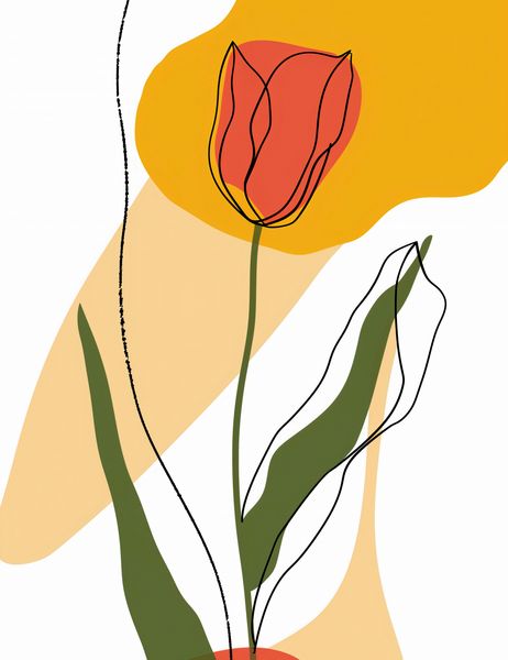 Plakat 50x65cm Przerysowany Tulipan zdjęcie 1