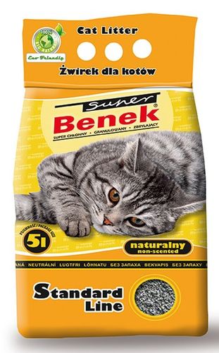 Antybakteryjny żwirek bentonitowy dla kotów - Super Benek Naturalny 5L na Arena.pl