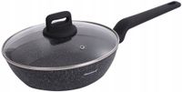 2 x PATELNIA MARMUROWA Z POKRYWKĄ 24 CM GŁĘBOKA CZARNA INDUKCJA GAZ