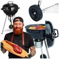 Grill węglowy ogrodowy ruszt popielnik pokrywa Okrągły grill z kółkami